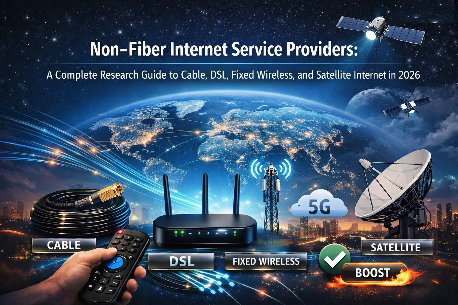 Non-Fiber Internet Service Providers: A Complete Research Guide to Cable, DSL, Fixed Wireless, and Satellite Internet in 2026
