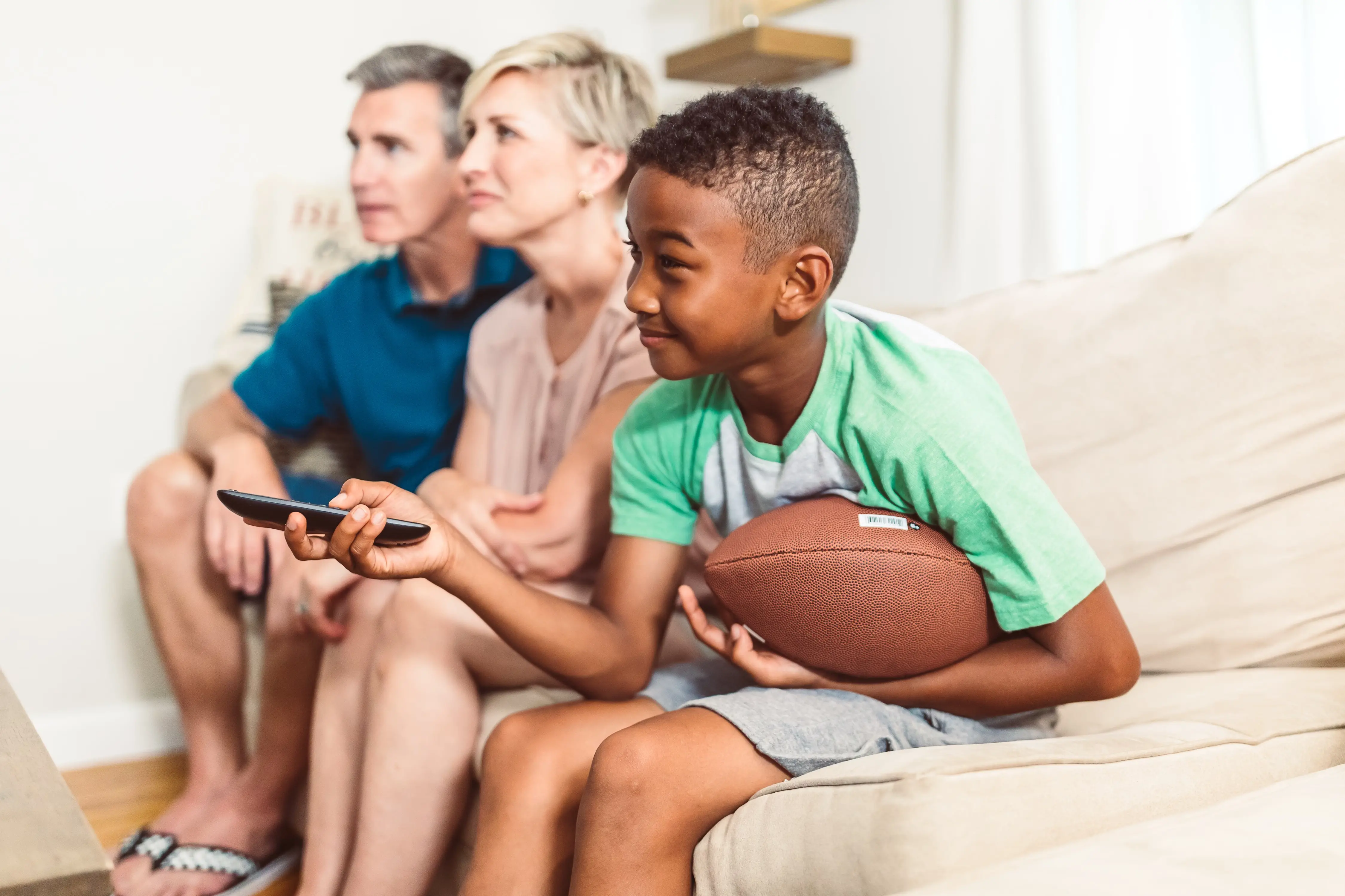 Family enjoying fast home internet